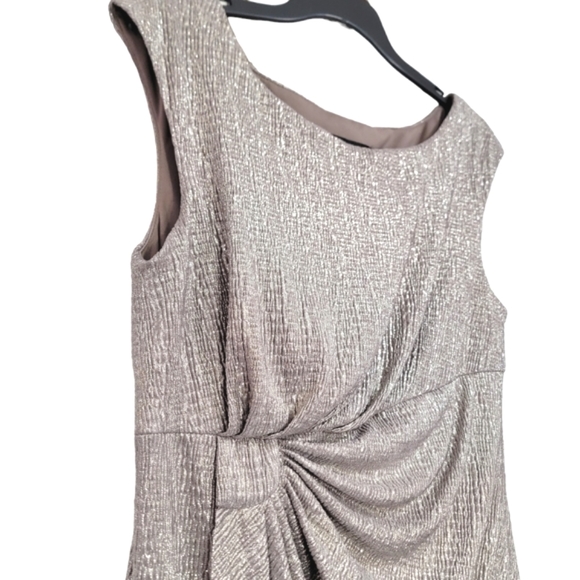 Connected Apparel Shimmer Midi Sleeveless Faux Wrap semi formal Dress Size 6 - Picture 3 of 12